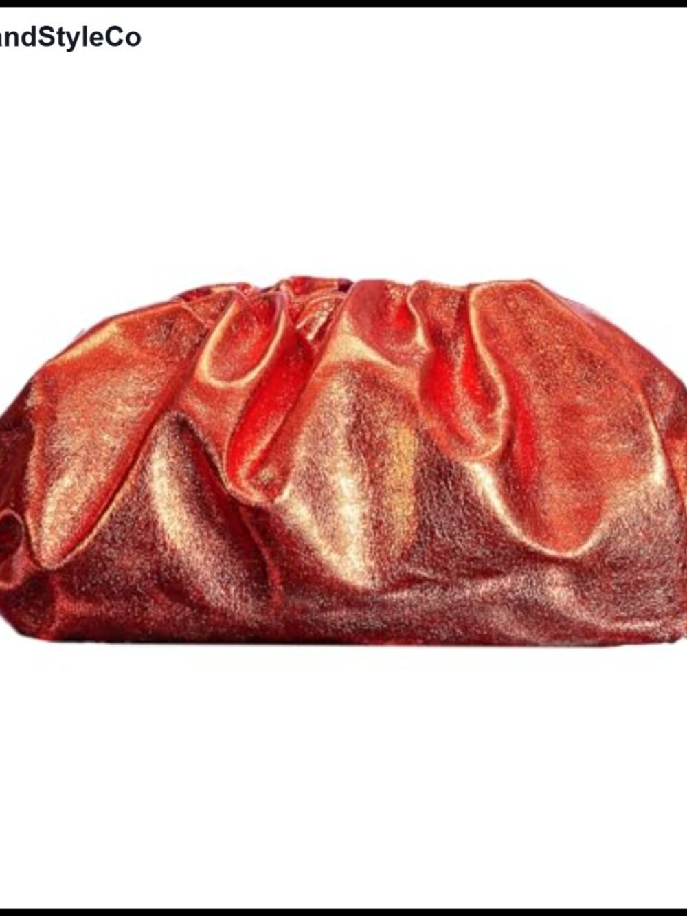Vegan Leather Pleated Dumpling Clutch Evening Bag Wedding Formal
